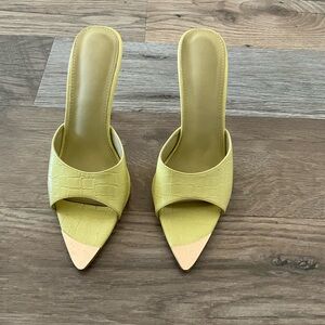 Yellow Croc-Embossed Women's Heels